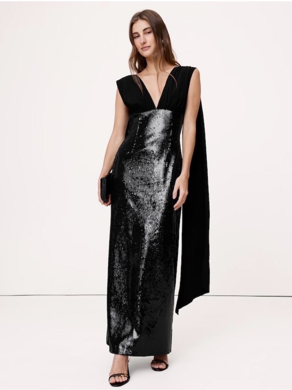 Banana Republic Black Sequin Maxi Gown